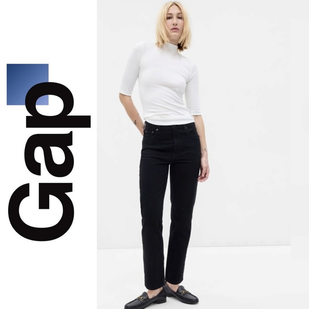 NWT GAP REAL STRAIGHT BLACK DENIM JEANS